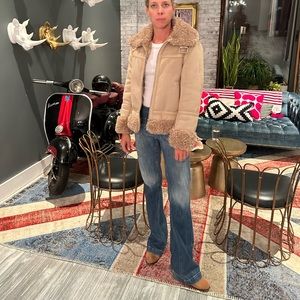 Perfect Shearling Bomber Coat | Size Small